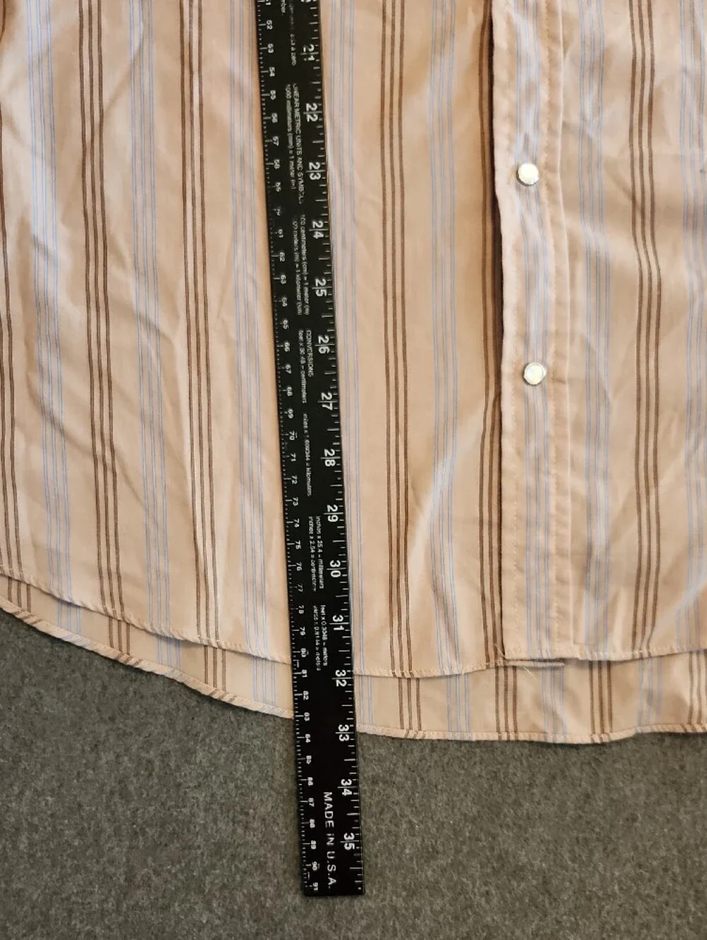 Plains Western Wear Long Sleeve Pearl Snap Tan Striped Button-Down Shirt Sze 2XL